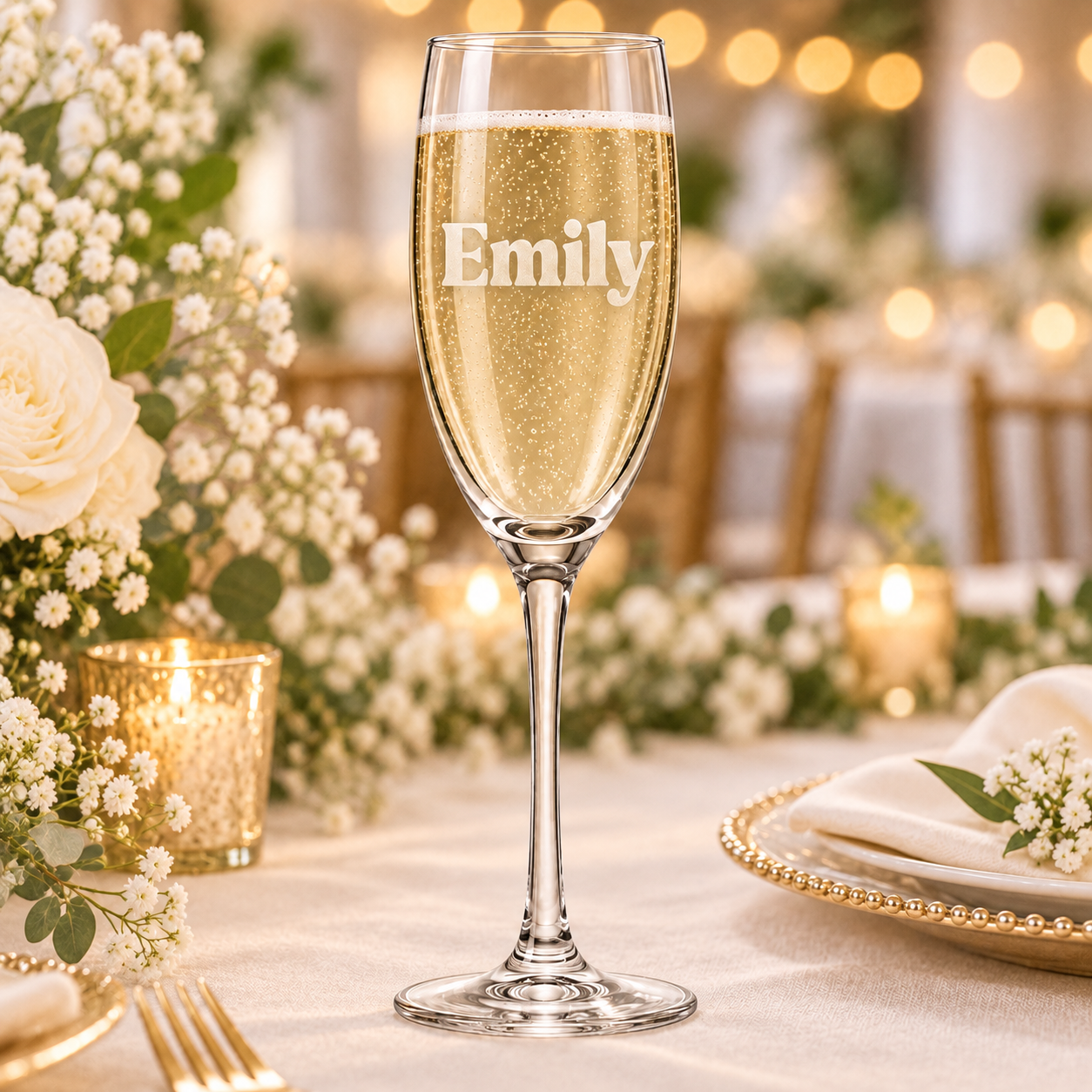 Personalized 8 oz Champagne Flute – Custom Engraved Name Glass
