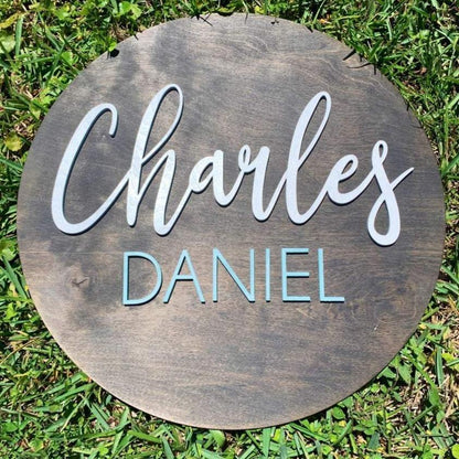 Custom Wood Round Nursery Name Sign