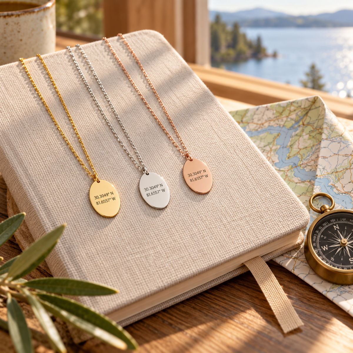 Coordinates necklace, personalized coordinates oval pendant necklace, Coordinates jewelry gift