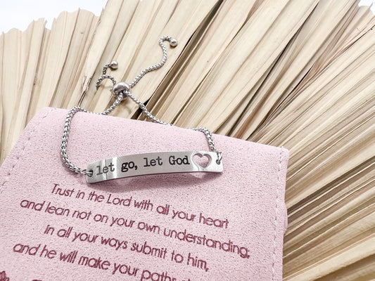 Personalized bracelet, Christian bracelet, let go, let God bracelet, Christian gift, Christian gifts for women, Bracelet with gift bag