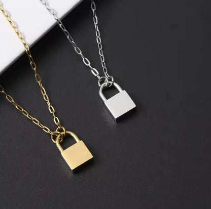 Personalized lock necklace, minimalist jewelry, petite lock necklace