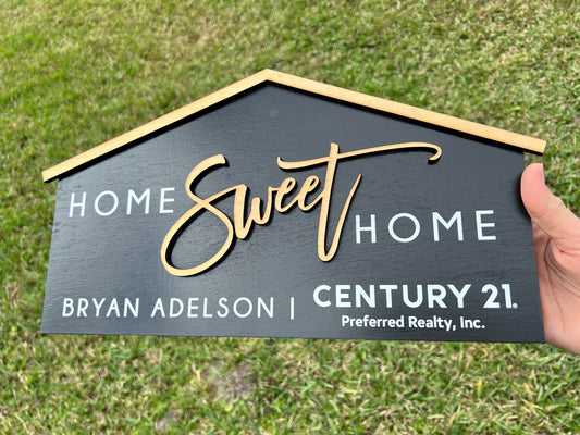 Real estate house closing sign, home sweet home real estate sign, real estate agent closing sign, fun closing sign, realty sign