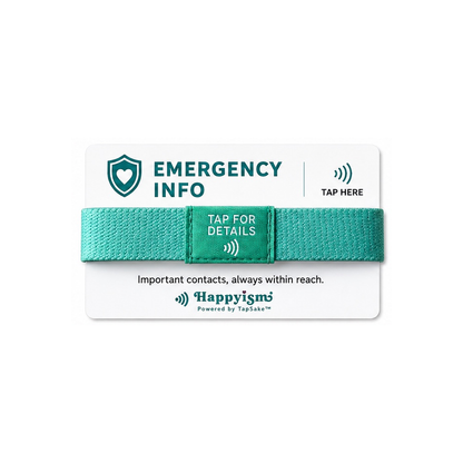 Happyism® Emergency Info Smart Bracelet + NFC Tap Card | Senior & Caregiver Contact Wristband