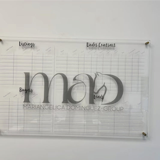Real estate pipeline sign, clear acrylic custom real estate dry erase board, realtor organizer, real estate agent wall organizer sign #011