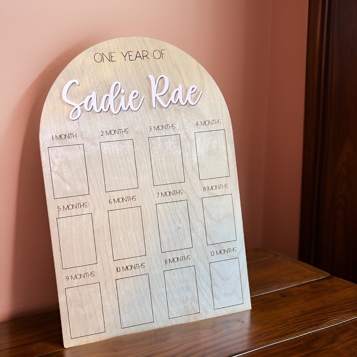My First Year One Year of Photo Board Wooden Milestone Board 1st Birthday Milestone Board First Birthday Decorations 12 Months Photo