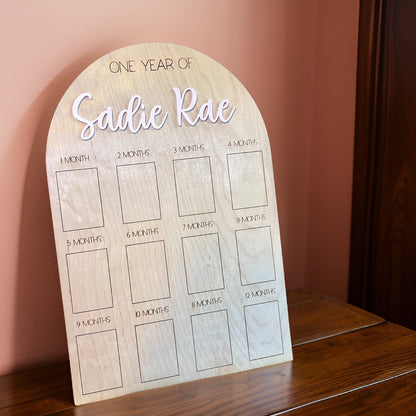 My First Year One Year of Photo Board Wooden Milestone Board 1st Birthday Milestone Board First Birthday Decorations 12 Months Photo