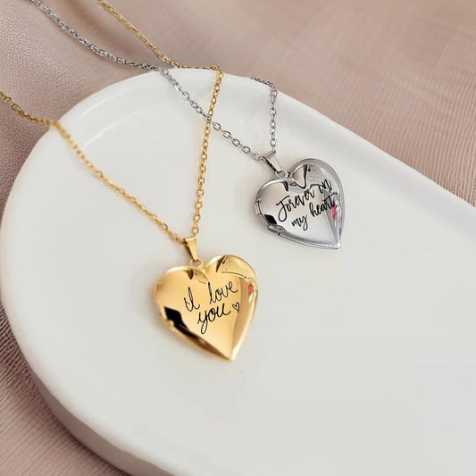 engraved heart locket necklace