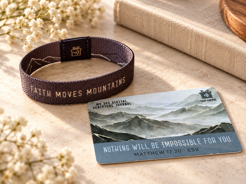 Faith Moves Mountains | TapSake Scripture Bracelet & NFC Card