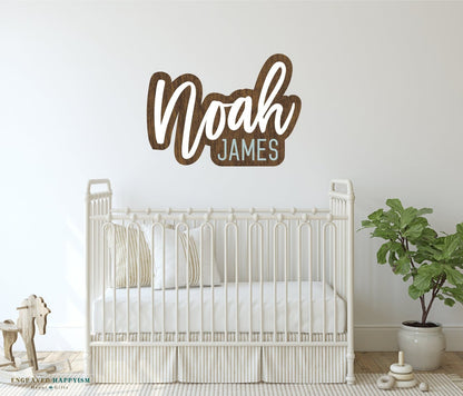 Outline First and middle name sign on stained background