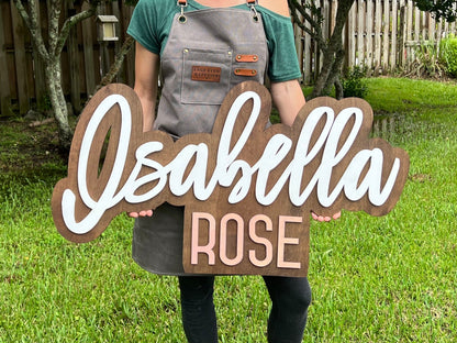 Outline First and middle name sign on stained background