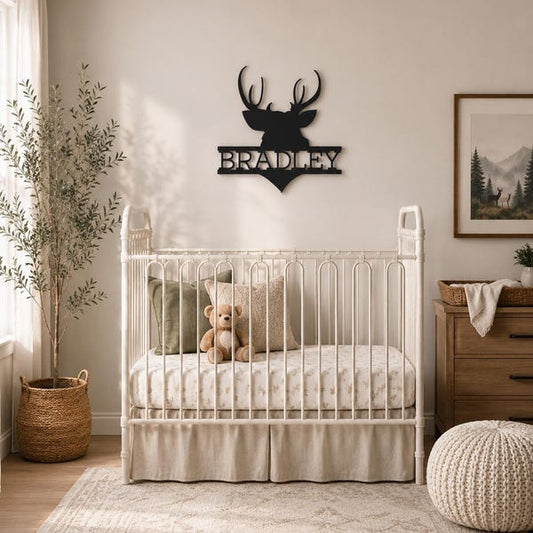 Deer Head Name Sign