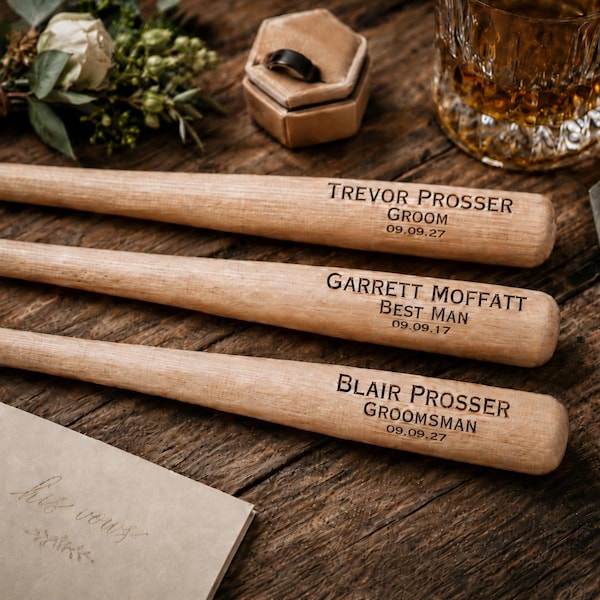 Engraved Miniature Wooden Groomsmen Bat