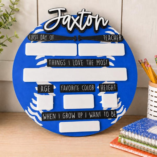Baseball first day of school sign, boy first day of school sign, baseball school sign, back to school sign, dry erase