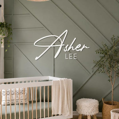 First and middle name sign - individual letters for middle name - Modern Script