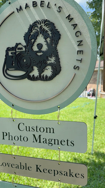 Custom Double-Sided Wooden Market Logo Sign with optional mounting bracket