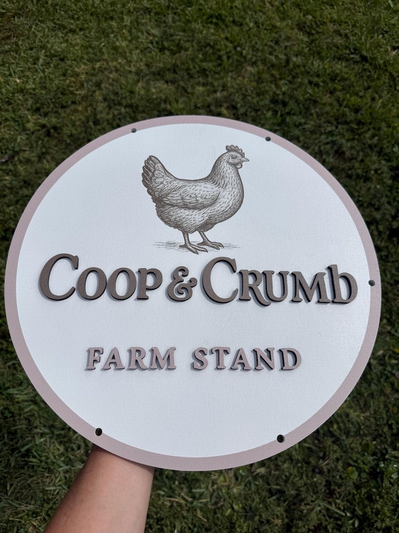 Custom Double-Sided Wooden Market Logo Sign with optional mounting bracket