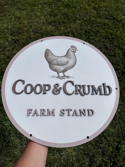 Custom Double-Sided Wooden Market Logo Sign with optional mounting bracket