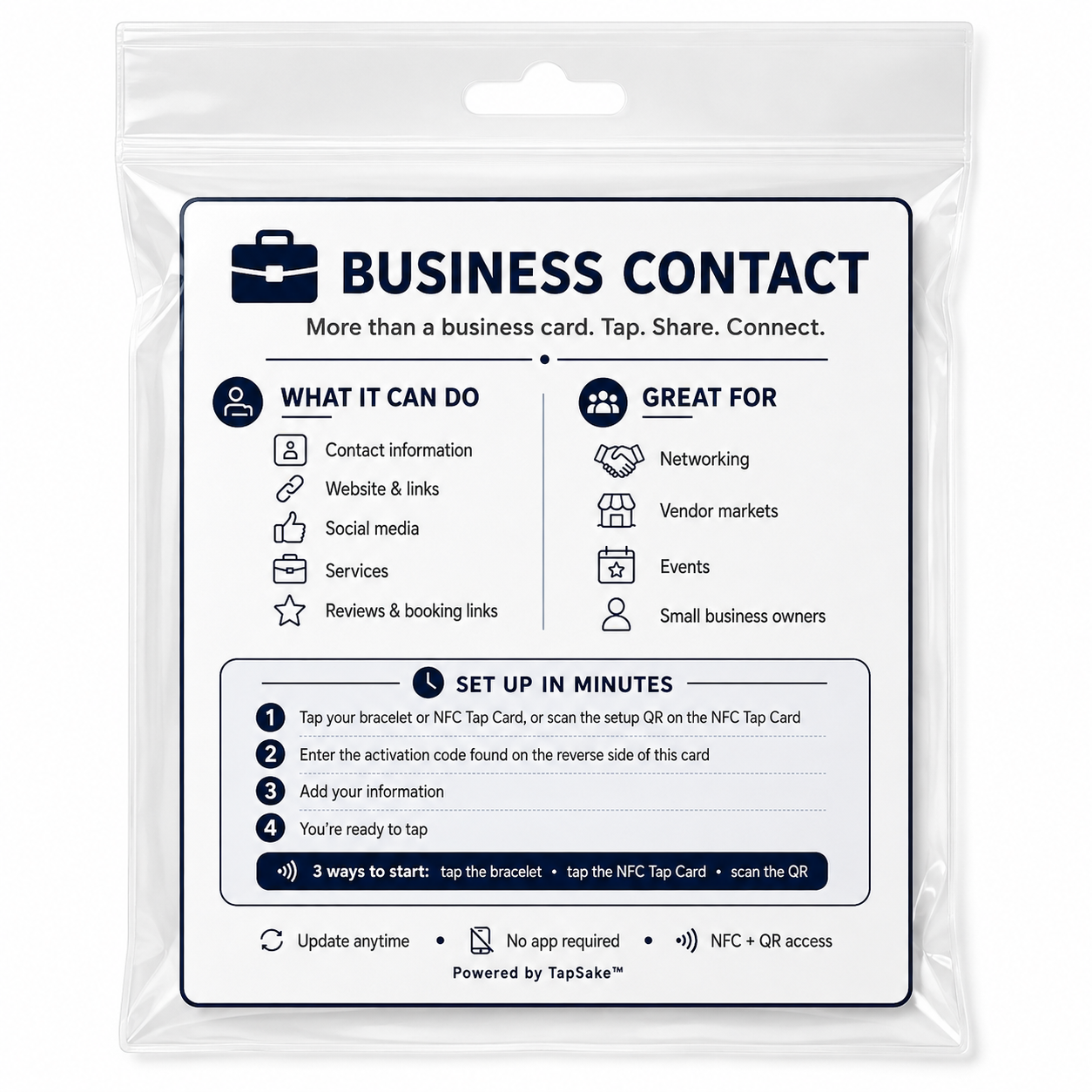 Happyism® Business Contact Smart Bracelet + NFC Tap Card | Wearable Digital Business Card