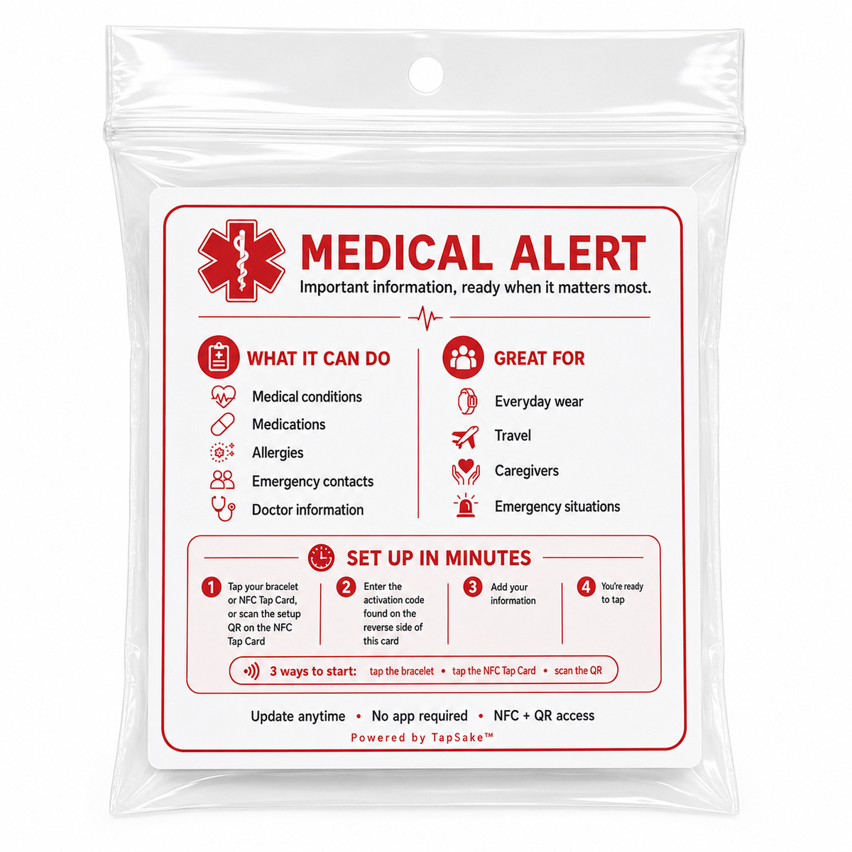 Happyism® Medical Alert Smart Bracelet + NFC Tap Card | Tap-to-View Medical Information Wristband