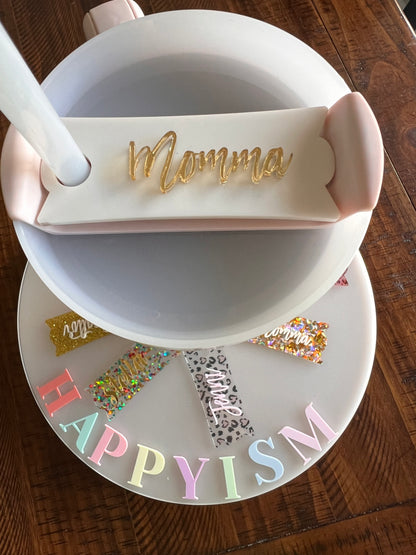 Custom acrylic name Stanley topper - Mermaid polka dots