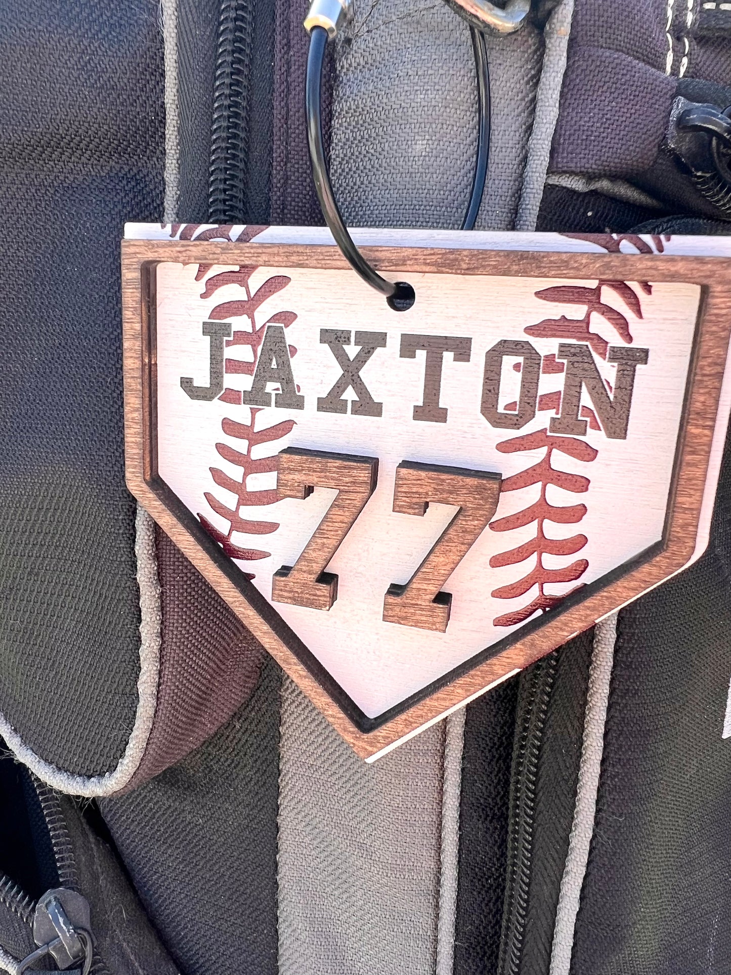 Baseball bag name tag, softball bag tag, home plate