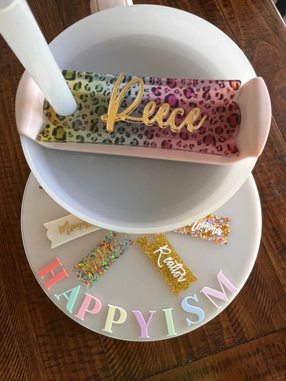 Custom acrylic name Stanley topper - Silver glitter MAMA or name