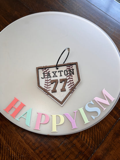 Baseball bag name tag, softball bag tag, home plate