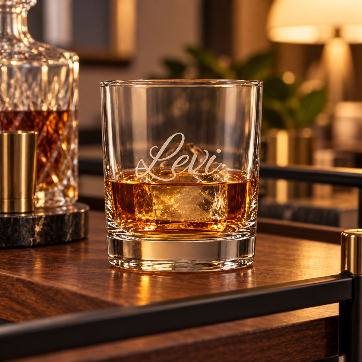 Personalized 13.75 oz Double Old Fashioned Glass – Engraved Name