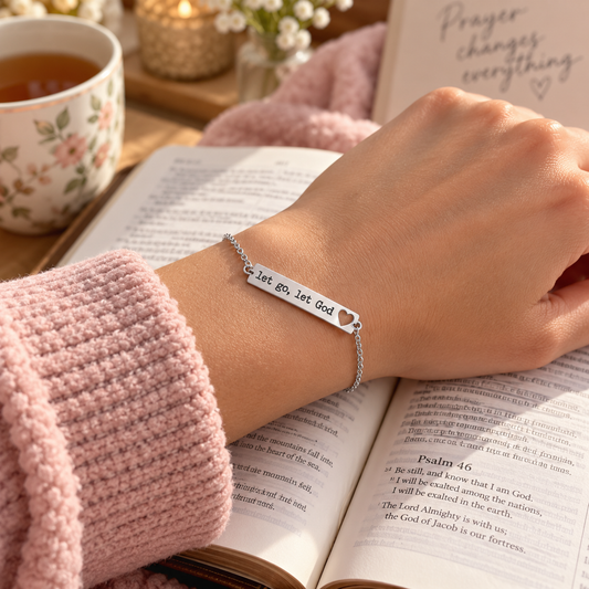 Personalized bracelet, Christian bracelet, let go, let God bracelet, Christian gift, Christian gifts for women, Bracelet with gift bag