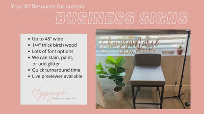 Custom wooden business logo sign, salon sign, custom salon sign, custom business sign, wood sign, pretty wood sign