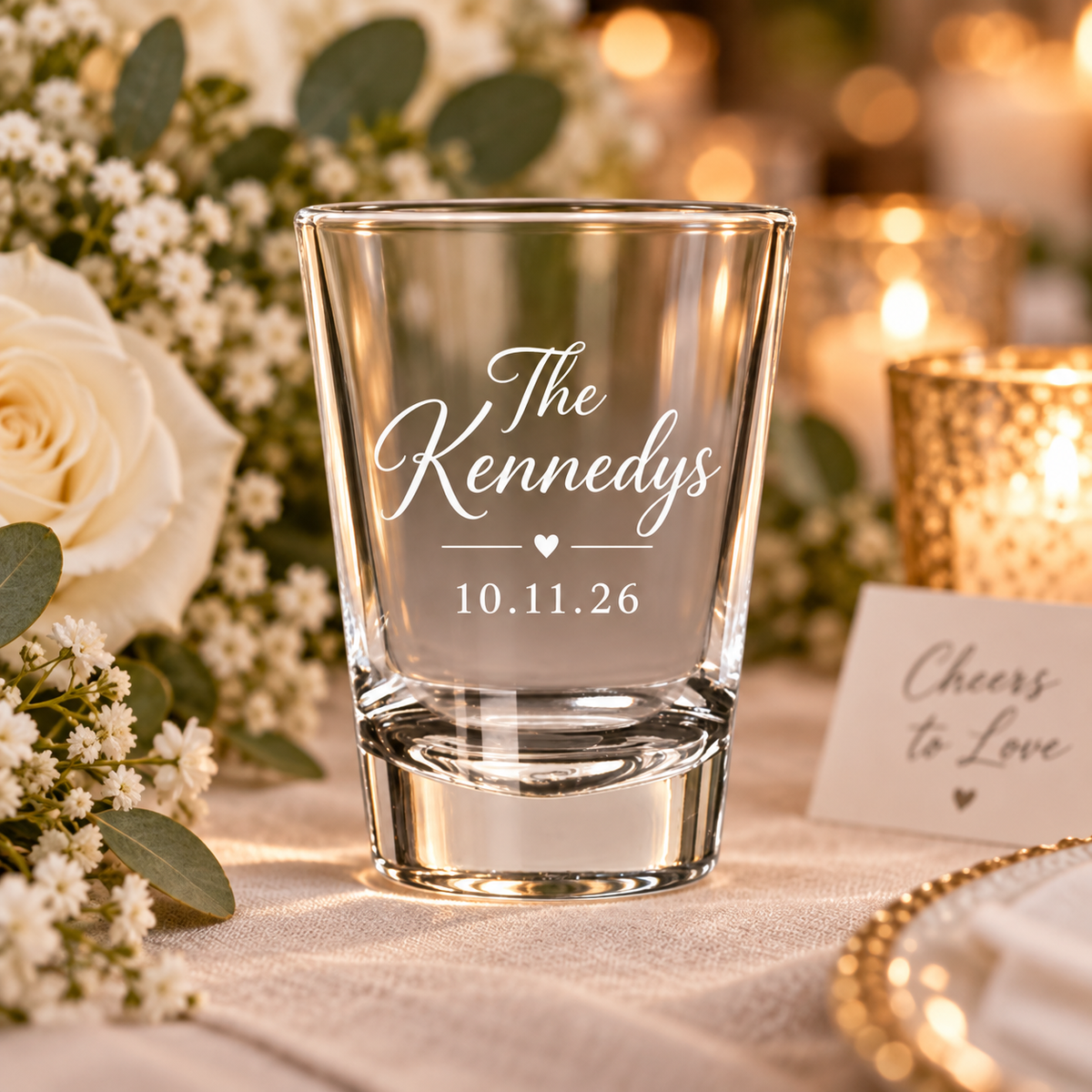Personalized Wedding Shot Glass, Engraved Couple Shot Glass, Custom Wedding Favor, Mr and Mrs Glass, Wedding Date Keepsake