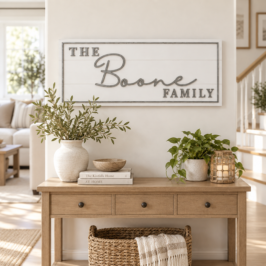 Custom Wooden Family Name Sign – 3D Layered Birch Wood | Multiple Sizes & Colors - White