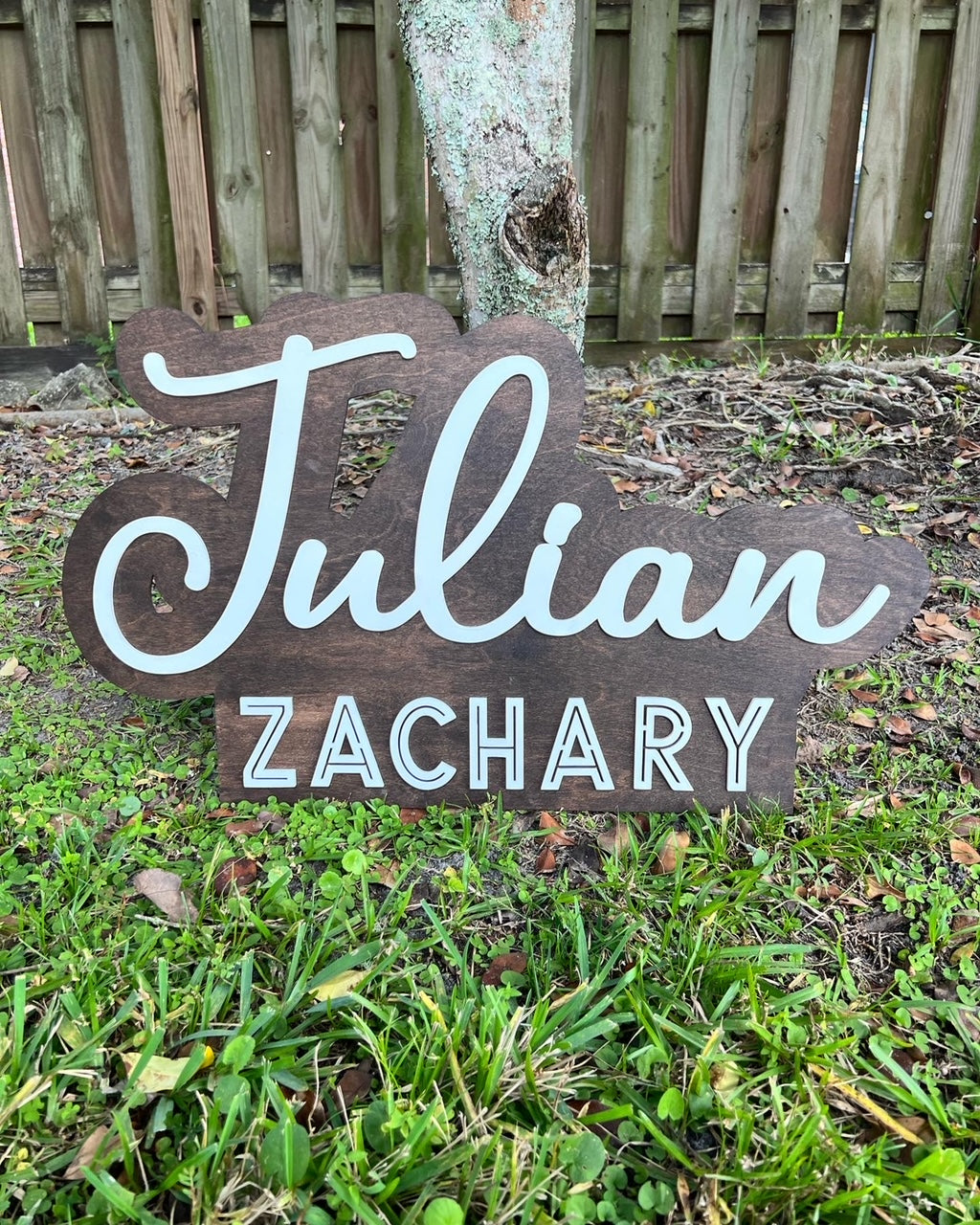 3D First and middle name sign on stained background - Baby boy 2