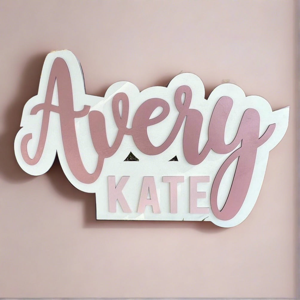 3D First and middle name sign on stained background