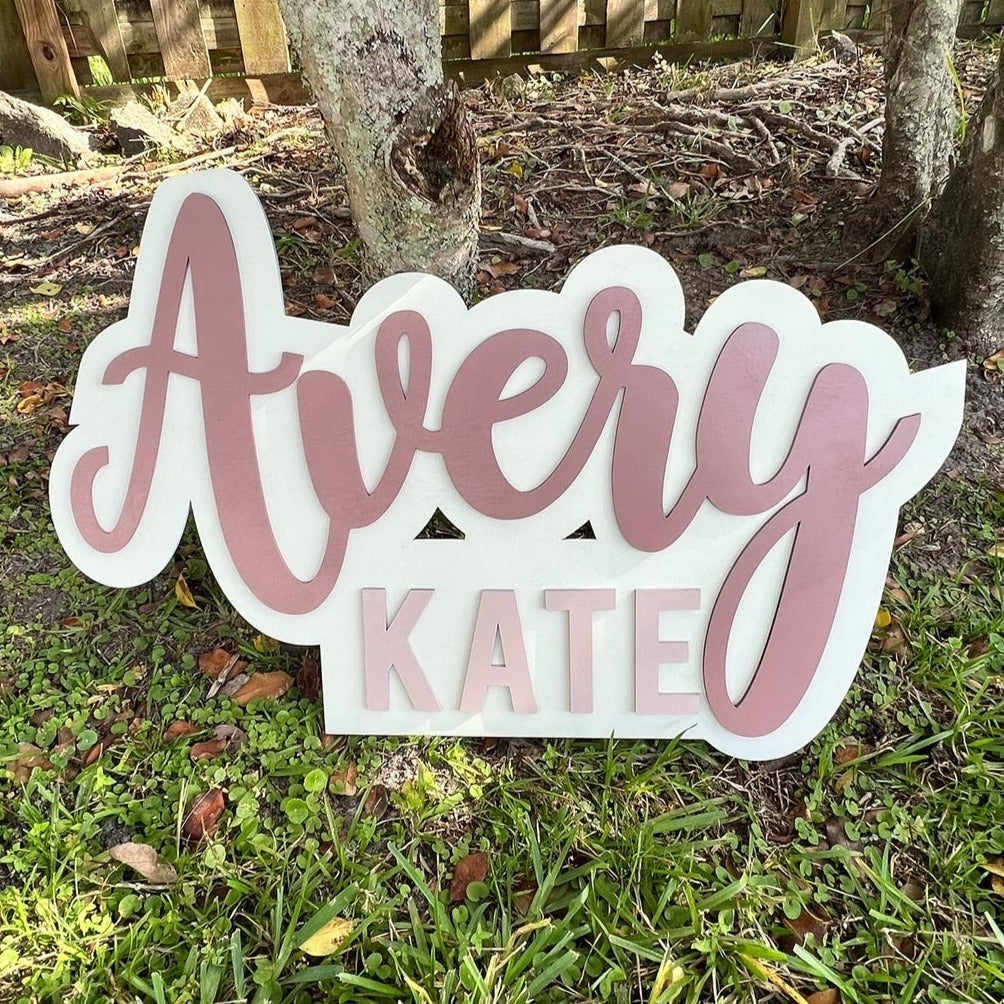 3D First and middle name sign on stained background - Baby boy 2