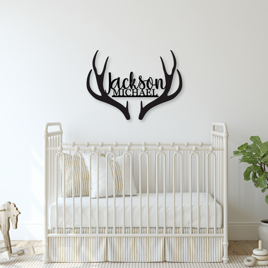 Custom Antlers Name Wood Sign - Live Preview - Happyism, Inc. Engraving 