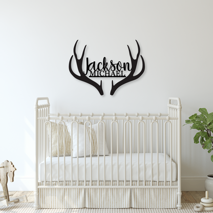 Custom Antlers Name Wood Sign - Live Preview - Happyism, Inc. Engraving 