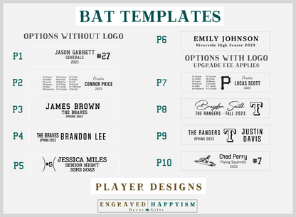 Engraved Miniature Coach Bat, Design #2 Sample