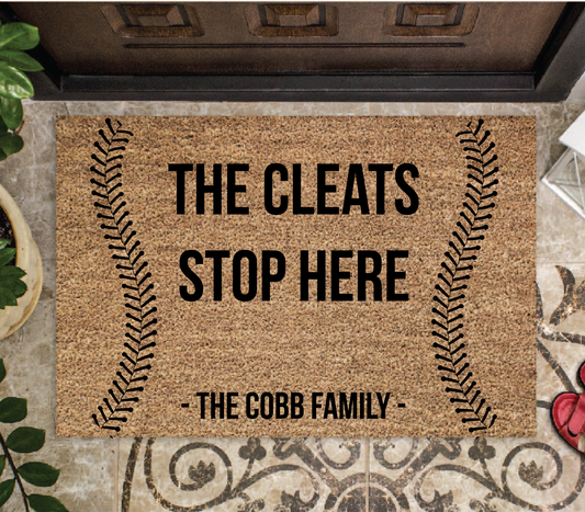 The cleats stop here rug baseball rug baseball entry rug funny baseball rug