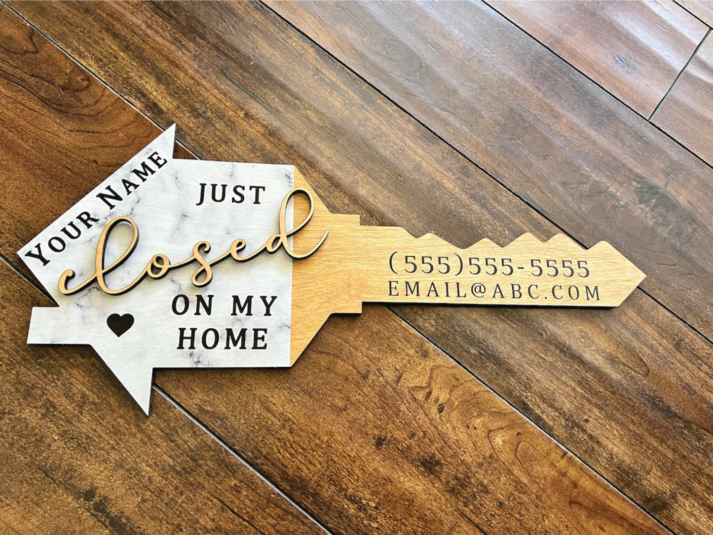 Real estate closing sign - Just closed on my home key sign