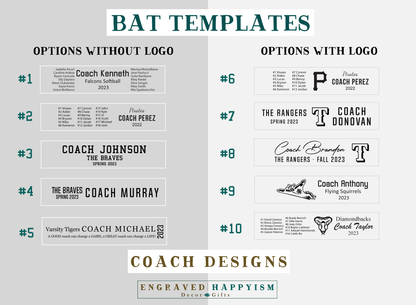 Engraved Miniature Coach Bat, Design #2 Sample