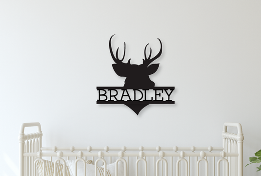 Deer Head Name Sign - Happyism, Inc. Engraving 