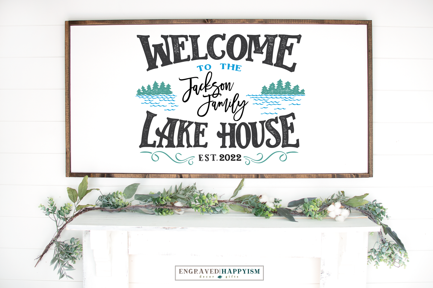 Lake house family name sign