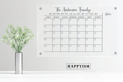 Monthly Acrylic Calendar with Notes section