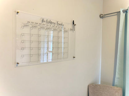 Monthly Acrylic Calendar with Notes section