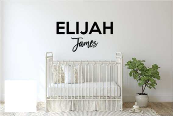 First and middle name sign - individual letters for first name, script middle name