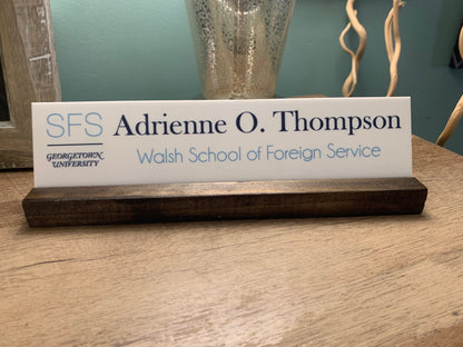Custom Acrylic Desk Name Plate with wood base