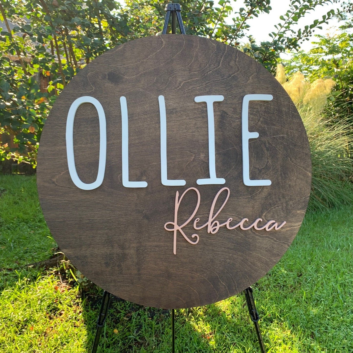 Custom Wood Round Nursery Name Sign - Live Preview