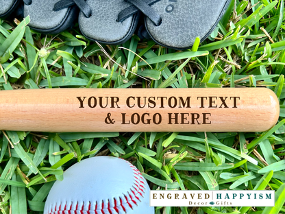 Engraved Miniature Ring Bearer Bat, Design #M4 Sample