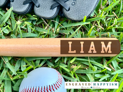 Engraved Miniature Ring Bearer Bat, Design #M4 Sample